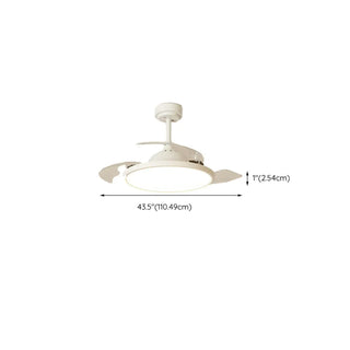 Simple White Round Modern Ceiling Fan with LED Light Zawala #size