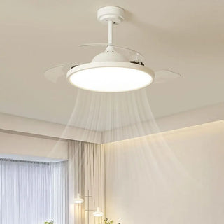 Simple White Round Modern Ceiling Fan with LED Light Zawala Image - 2