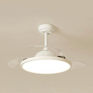Simple White Round Modern Ceiling Fan with LED Light Zawala Image - 3