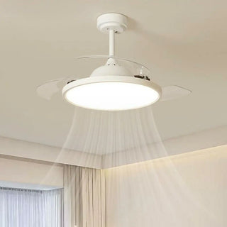 Simple White Round Modern Ceiling Fan with LED Light Zawala Image - 4