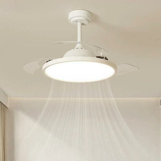 Simple White Round Modern Ceiling Fan with LED Light Zawala Image - 5