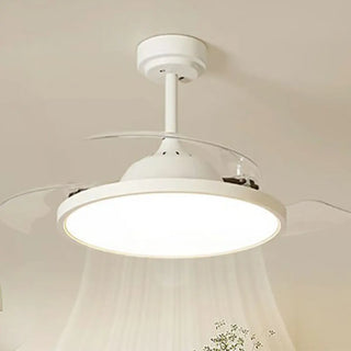 Simple White Round Modern Ceiling Fan with LED Light Zawala Image - 6