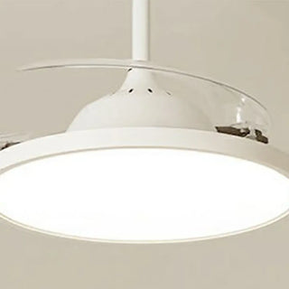 Simple White Round Modern Ceiling Fan with LED Light Zawala Image - 7