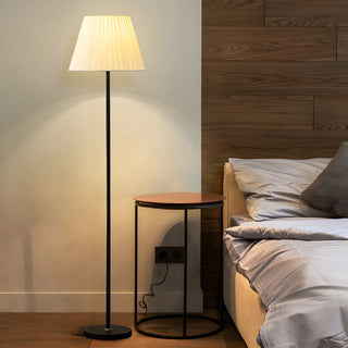 ZOWALA - Classic White Pleated Shade Column Metal Floor Lamp Image - 1