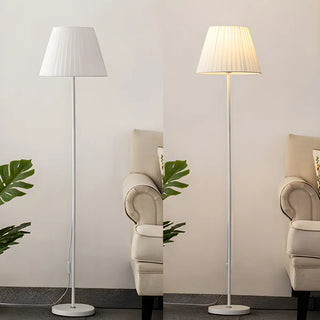 ZOWALA - Classic White Pleated Shade Column Metal Floor Lamp Image - 10