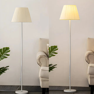 ZOWALA - Classic White Pleated Shade Column Metal Floor Lamp Image - 11