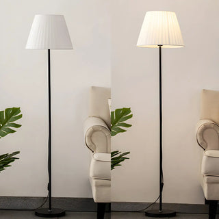 ZOWALA - Classic White Pleated Shade Column Metal Floor Lamp Image - 12