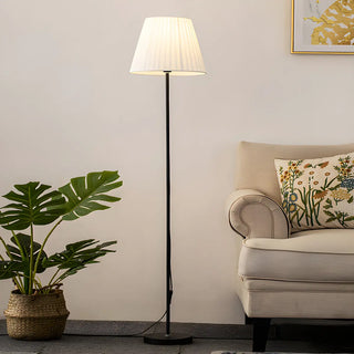 ZOWALA - Classic White Pleated Shade Column Metal Floor Lamp Image - 13
