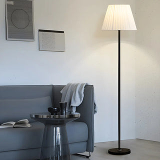 ZOWALA - Classic White Pleated Shade Column Metal Floor Lamp Image - 14