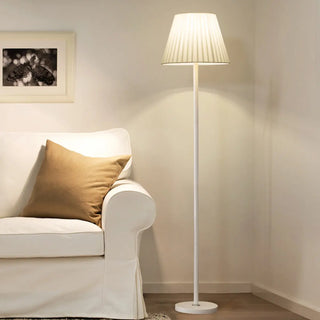 ZOWALA - Classic White Pleated Shade Column Metal Floor Lamp Image - 2