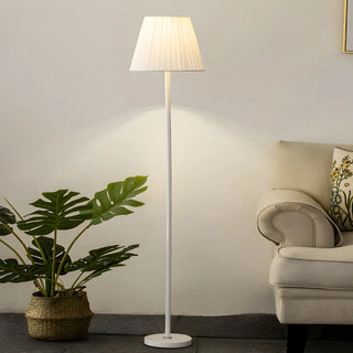 ZOWALA - Classic White Pleated Shade Column Metal Floor Lamp Image - 4