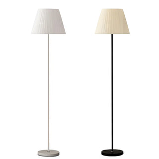 ZOWALA - Classic White Pleated Shade Column Metal Floor Lamp Image - 6