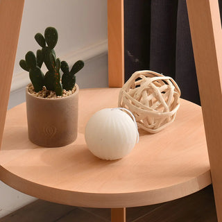 Pleated Cone Wooden Tripod Floor Lamp with Shelf Zawala Image - 14