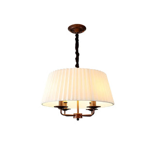 ZOWALA - Pleated Fabric White Coffee 4-Light Drum Chandelier Image - 12