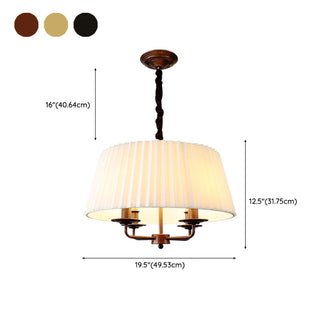ZOWALA - Pleated Fabric White Coffee 4-Light Drum Chandelier #size