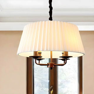 ZOWALA - Pleated Fabric White Coffee 4-Light Drum Chandelier Image - 3