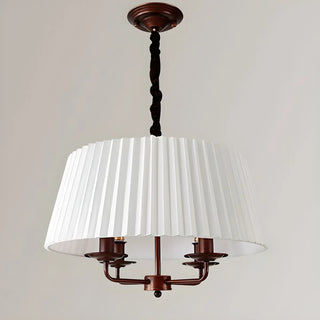 ZOWALA - Pleated Fabric White Coffee 4-Light Drum Chandelier Image - 5