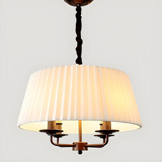 ZOWALA - Pleated Fabric White Coffee 4-Light Drum Chandelier Image - 6