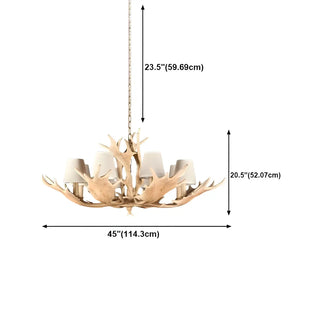 ZOWALA - White Antler Resin Fabric 8-Light Farmhouse Chandelier #size