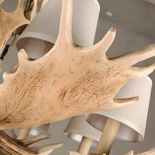 ZOWALA - White Antler Resin Fabric 8-Light Farmhouse Chandelier Image - 4