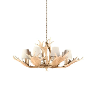 ZOWALA - White Antler Resin Fabric 8-Light Farmhouse Chandelier Image - 5