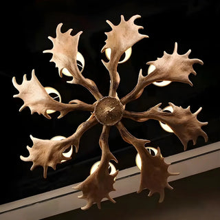 ZOWALA - White Antler Resin Fabric 8-Light Farmhouse Chandelier Image - 6