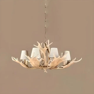 ZOWALA - White Antler Resin Fabric 8-Light Farmhouse Chandelier Image - 9