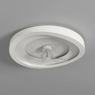 White simple round remote ceiling fan with LED light Image - 6