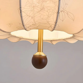 ZOWALA - Fabric Wood Lantern White Adjustable Living Room Chandelier Image - 9