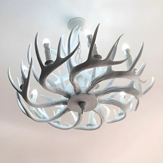 ZOWALA - Wood Antler Candle Farmhouse Chandelier Image - 10