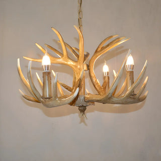 ZOWALA - Wood Antler Candle Farmhouse Chandelier Image - 14