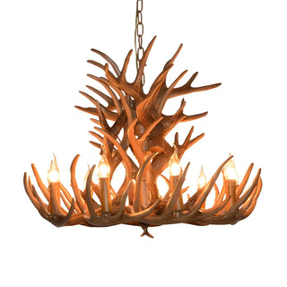 ZOWALA - Wood Antler Candle Farmhouse Chandelier Image - 15