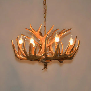 ZOWALA - Wood Antler Candle Farmhouse Chandelier Image - 21