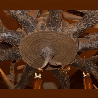 ZOWALA - Wood Antler Candle Farmhouse Chandelier Image - 26