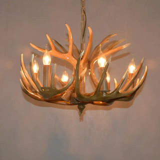 ZOWALA - Wood Antler Candle Farmhouse Chandelier Image - 27