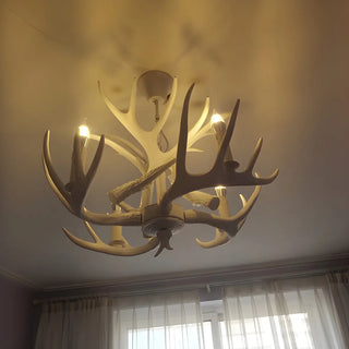ZOWALA - Wood Antler Candle Farmhouse Chandelier Image - 29