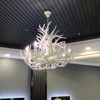 ZOWALA - Wood Antler Candle Farmhouse Chandelier Image - 3