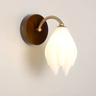 Fresh Wooden Base White Floral-Inspired Wall Sconce Zawala Image - 11