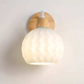 Fresh Wooden Base White Floral-Inspired Wall Sconce Zawala Image - 12