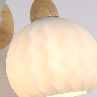 Fresh Wooden Base White Floral-Inspired Wall Sconce Zawala Image - 15