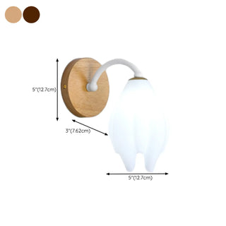 Fresh Wooden Base White Floral-Inspired Wall Sconce Zawala #size