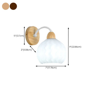 Fresh Wooden Base White Floral-Inspired Wall Sconce Zawala Image - 19