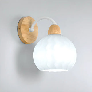 Fresh Wooden Base White Floral-Inspired Wall Sconce Zawala Image - 6