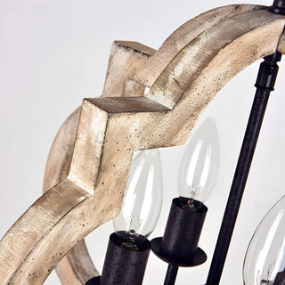 Wood Candle Orb 4-Light Dining Farmhouse Chandelier Image - 6