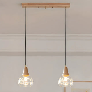 ZOWALA - Wood Color 2-Light Clear Glass Island Light Image - 1
