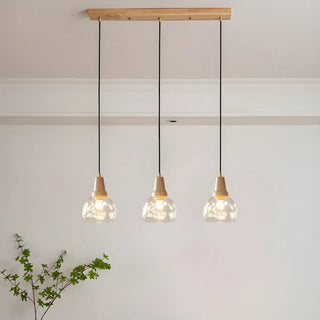 ZOWALA - Wood Color 2-Light Clear Glass Island Light Image - 10