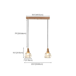 ZOWALA - Wood Color 2-Light Clear Glass Island Light #size