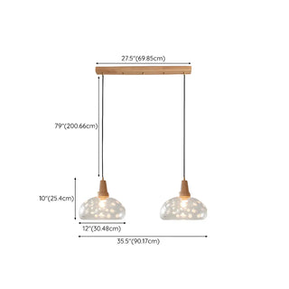 ZOWALA - Wood Color 2-Light Clear Glass Island Light Image - 12