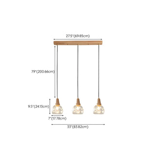 ZOWALA - Wood Color 2-Light Clear Glass Island Light Image - 13
