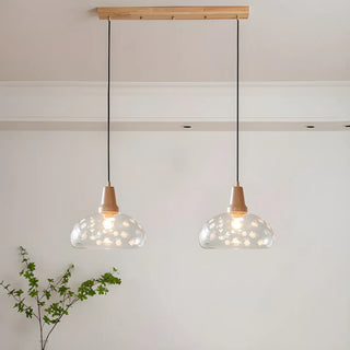 ZOWALA - Wood Color 2-Light Clear Glass Island Light Image - 3